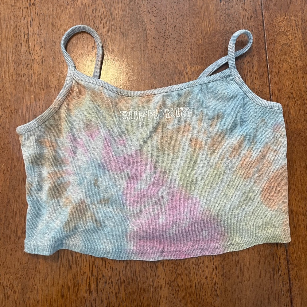 PacSun Blue and Pink Sleeveless Fitted Camisole Crop Top
